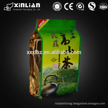 manufacture square bottom plastic tea packaging bag/zip lock tea bag